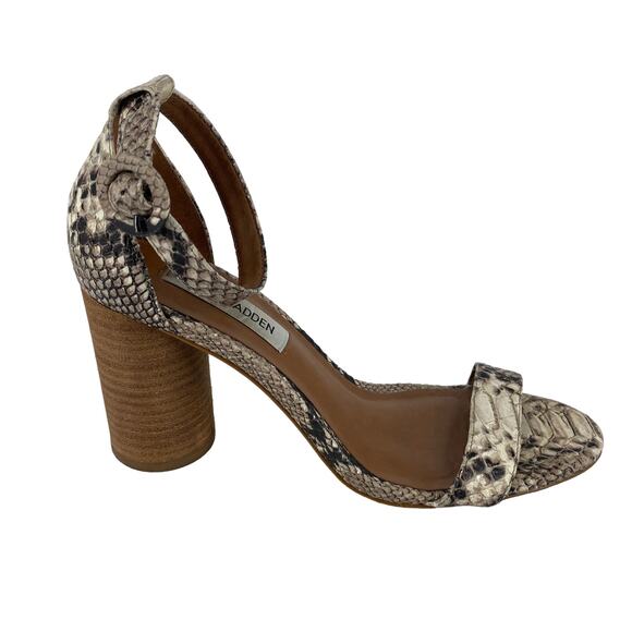Women's STEVE MADDEN Size 6 Sara Faux Snakeskin Ankle Strap High Heel Sandals - Picture 1 of 13